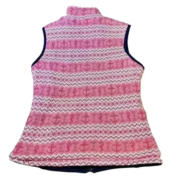 Vineyard Vines Women’s Reversible Thick Knit Vest Size Small Navy Pink Nautical - Picture 4 of 8